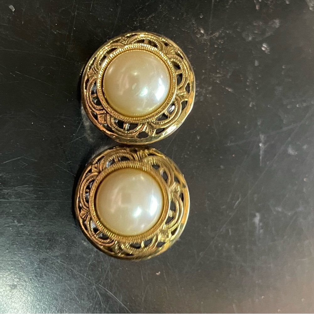Vintage Gold and Pearl Studs